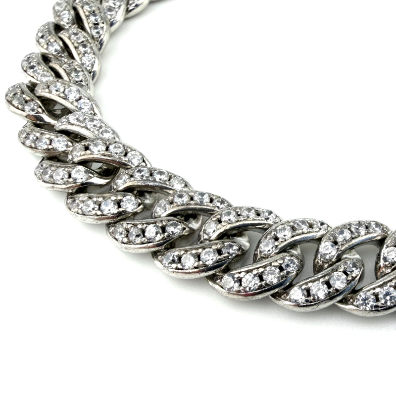 925 BSI Cuban Link Bracelet Fully CZ Encrusted – Miami Cuban Style  8.5''