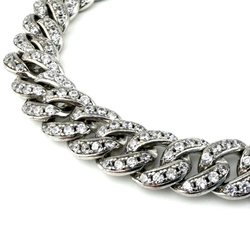 925 BSI Cuban Link Bracelet Fully CZ Encrusted – Miami Cuban Style  8.5''