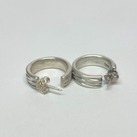 Authentic PANDORA 925 Organically Shaped 18.2mm Hoop Earrings
