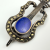 Vintage 925 Sterling Silver Sodalite & Marcasite GUITAR Brooch Pin