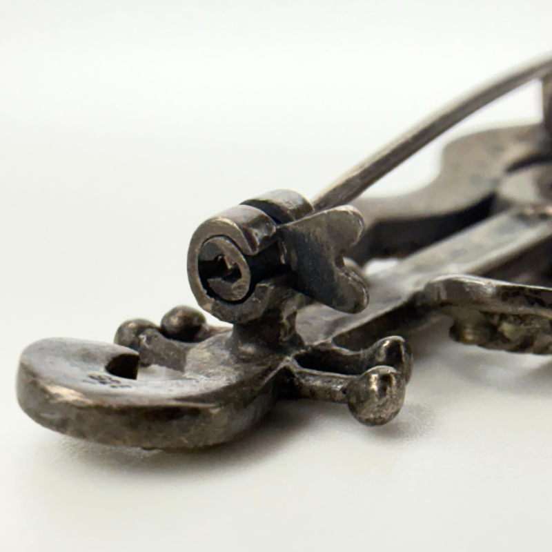 Vintage 925 Sterling Silver Sodalite & Marcasite GUITAR Brooch Pin