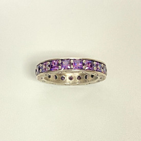 PANDORA 925 Infinity Fancy Purple CZ Stackable Ring SIZE 7 BEAUTIFUL