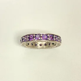 PANDORA 925 Infinity Fancy Purple CZ Stackable Ring SIZE 7 BEAUTIFUL