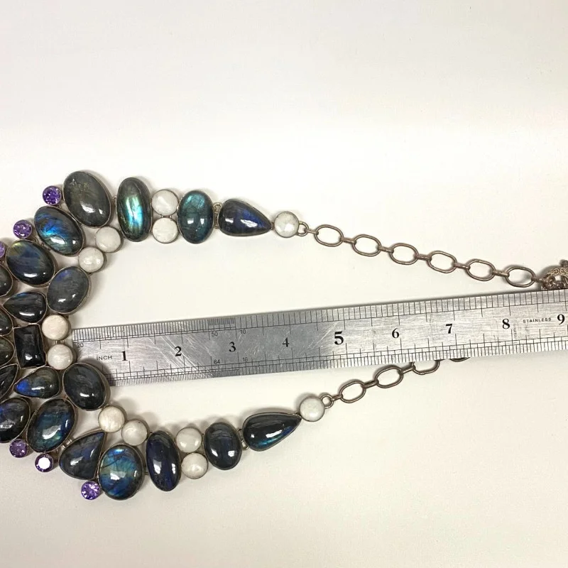 Antique Natural Labradoriten Necklace, Silver 900