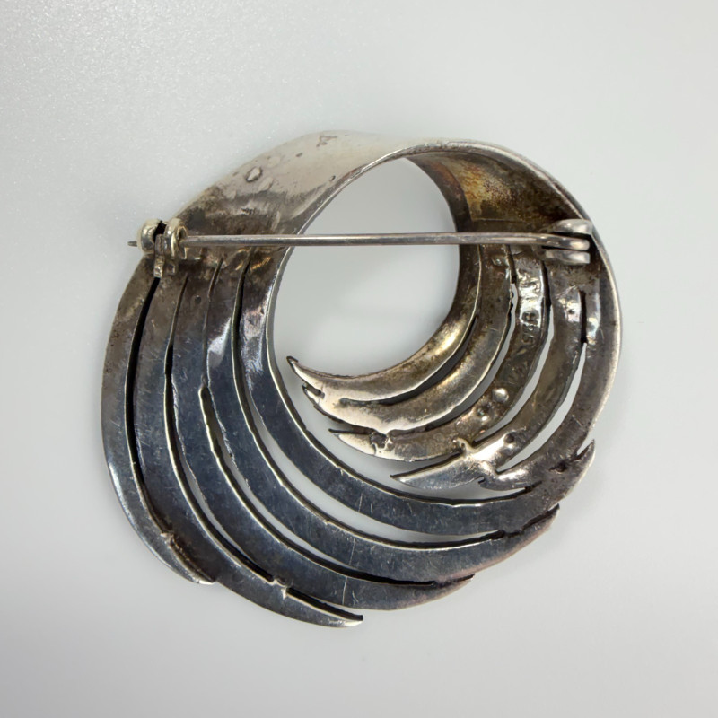 Vintage Sterling Silver 925 & Marcasite Swirl Brooch Stamped Pin EARLY-MID 20c