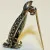 Antique Sterling Silver Marcasite Ferza Engraved Penguin RUBY Red EYE Brooch