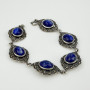 Blue Sodalite & Marcasite Bracelet 925 Sterling Silver PAJ China