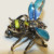 Antique 6 Legged Mosquito Designed w/Blue/GREEN Color Red Ruby Eye Brooch 925