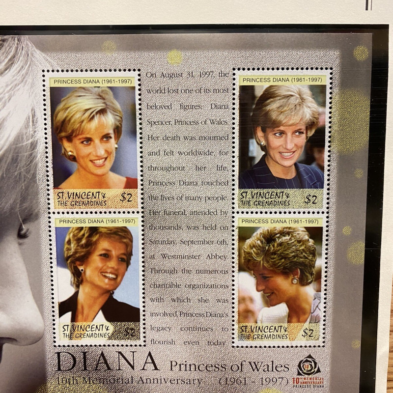 Princess Diana's 10th Memorial Anniversary Collectable Postage Stamps Near Mint
