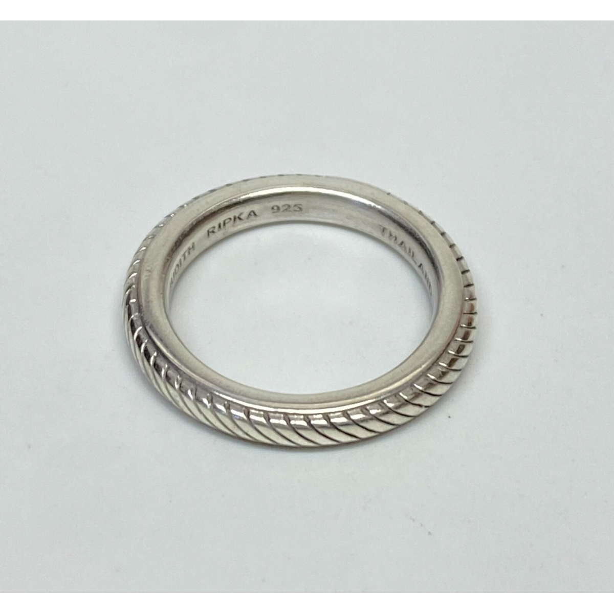 Judith Ripka Sterling Silver Rope Band Ring Sz 6, 4.4g, 3mm