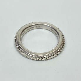 Judith Ripka Sterling Silver Rope Band Ring Sz 6, 4.4g, 3mm