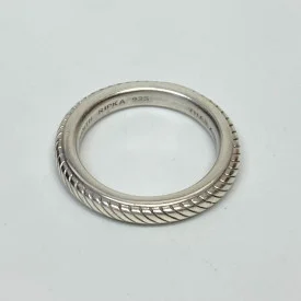 Judith Ripka Sterling Silver Rope Band Ring Sz 6, 4.4g, 3mm