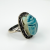 Vintage Egyptian Revival Sterling Silver Carved Faience Scarab Ring, Sz. 7