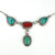 Navajo Necklace 925 Silver Morenci Turquoise & Coral Native Artist C.80's
