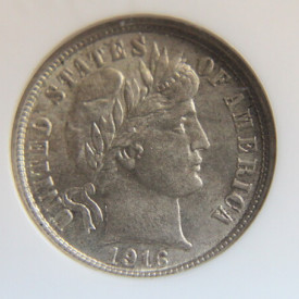 1916 S BARBER NGC MS 63 10 Cent
