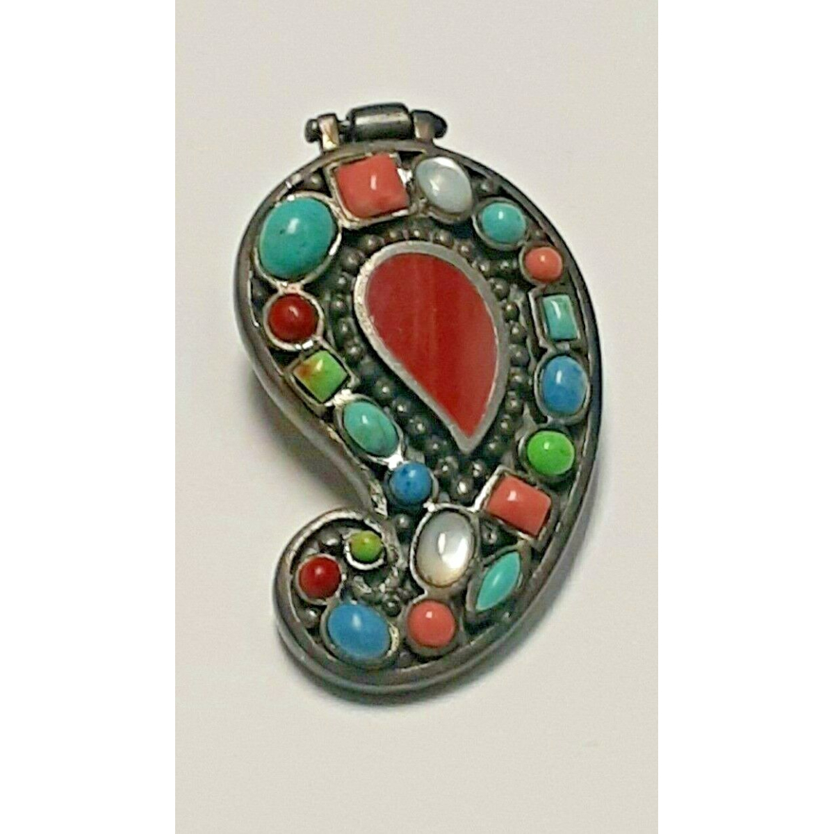 Vintage Multi Colored Turquoise & Coral GEM Woman's Pendent