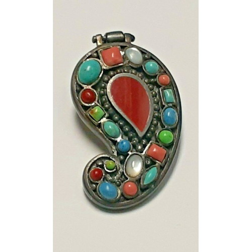Vintage Multi Colored Turquoise & Coral GEM Woman's Pendent