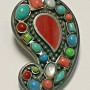Vintage Multi Colored Turquoise & Coral GEM Woman's Pendent
