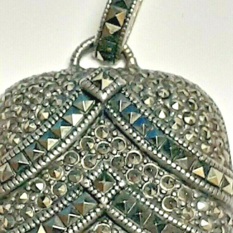 Antique Sterling Silver 925 Marcasite Square Pendant !!!!