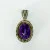 925 Sterling Silver Vintage Real Dark Purple Oval Amethyst Gemstone Pendant