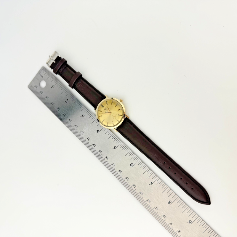 Vintage 14K Gold Jules Jurgensen 33mm Manual Wind Men's Watch Leather