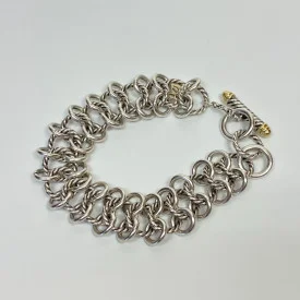 David Yurman Sterling Silver 18 K Spiral Circle Link Bracelet 7.5”
