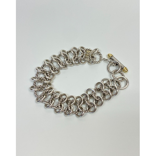 David Yurman Sterling Silver 18 K Spiral Circle Link Bracelet 7.5” David Yurman Sterling Silver 18 K Spiral Circle Link Bracelet 7.5”