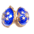 Small Antique Sterling Silver Enamel Egg Pendant (BLUE WITH STARS )