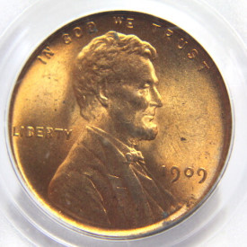 1909 VDB PCGS 1C MS 64 RD ROTATED DATE WHEAT PENNY LINCOLN