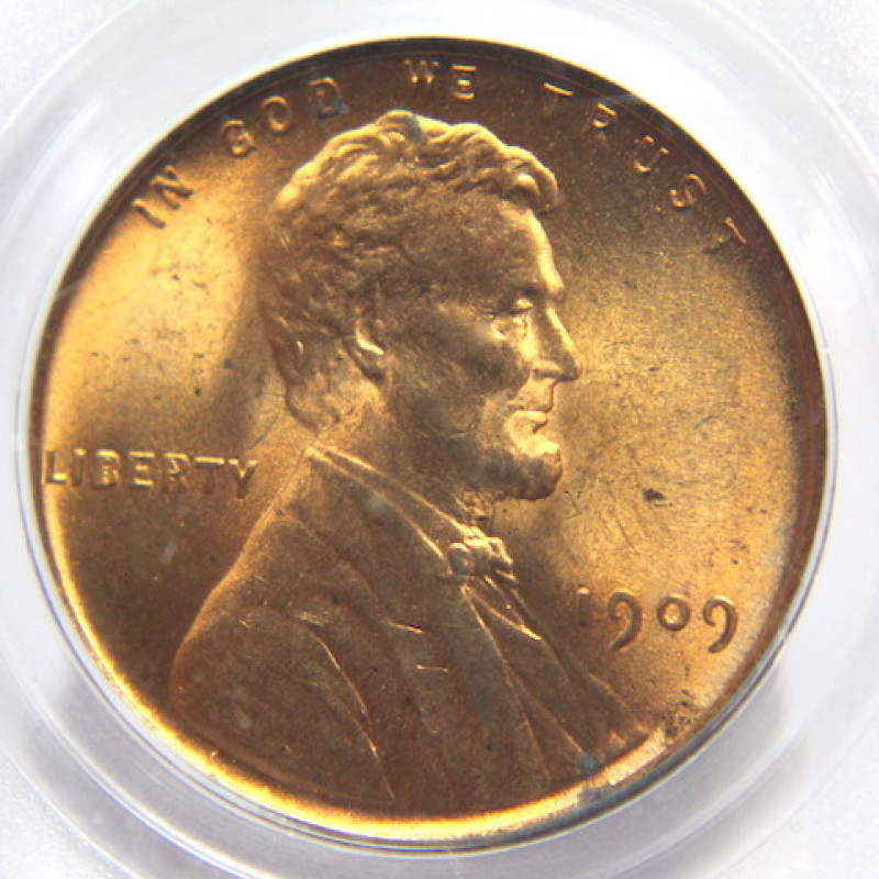 1909 VDB PCGS 1C MS 64 RD ROTATED DATE WHEAT PENNY LINCOLN