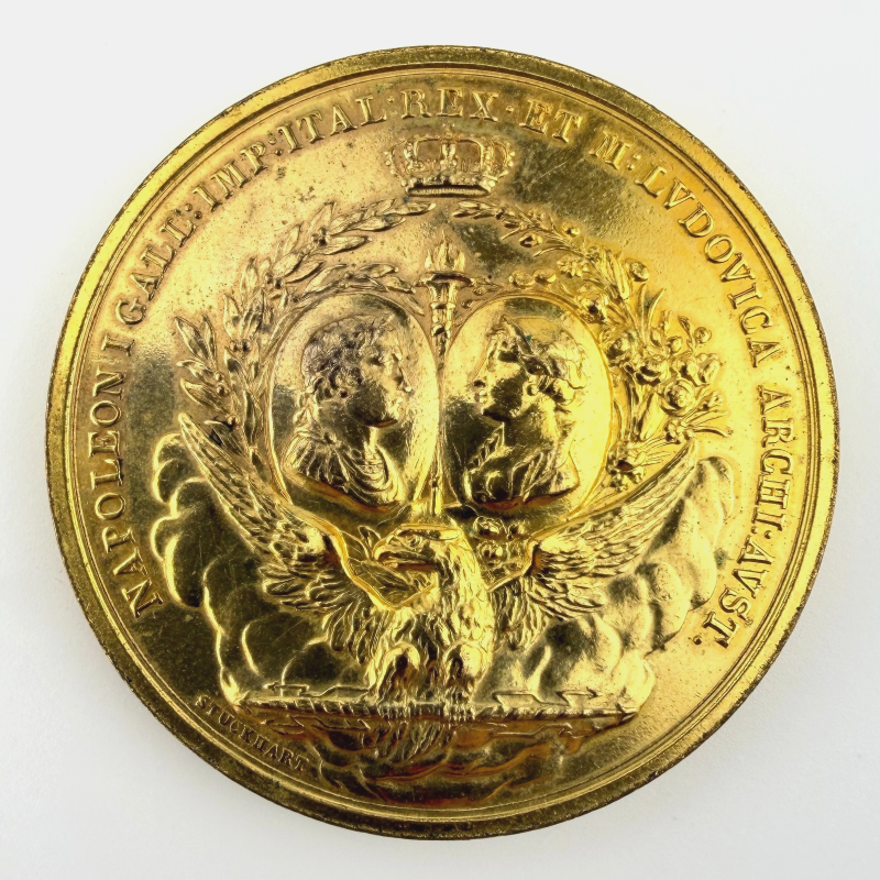 RARE NAPOLEON II GILDED BRONZE MEDAL 1811 BIRTH OF THE KING OF ROME