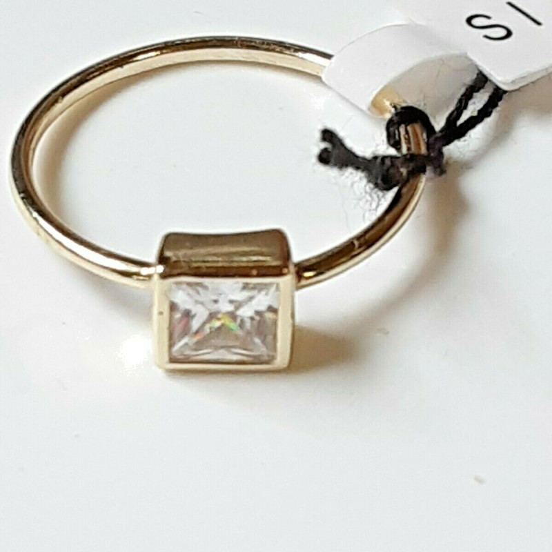 Shashi White Sapphire Square Centered Sterling Silver Ring Size 8