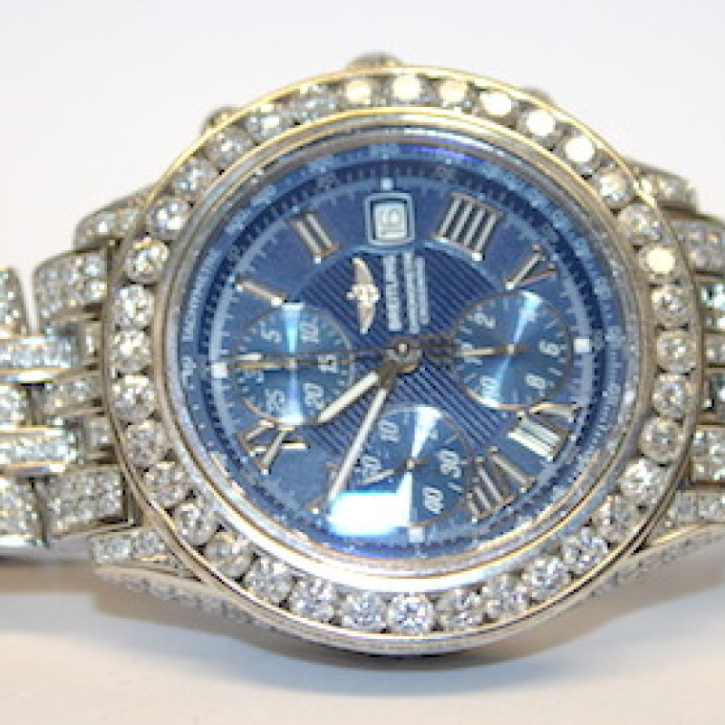 Breitling Crosswind Chronometer Stainless Steel 10.00 ct Diamond Watch