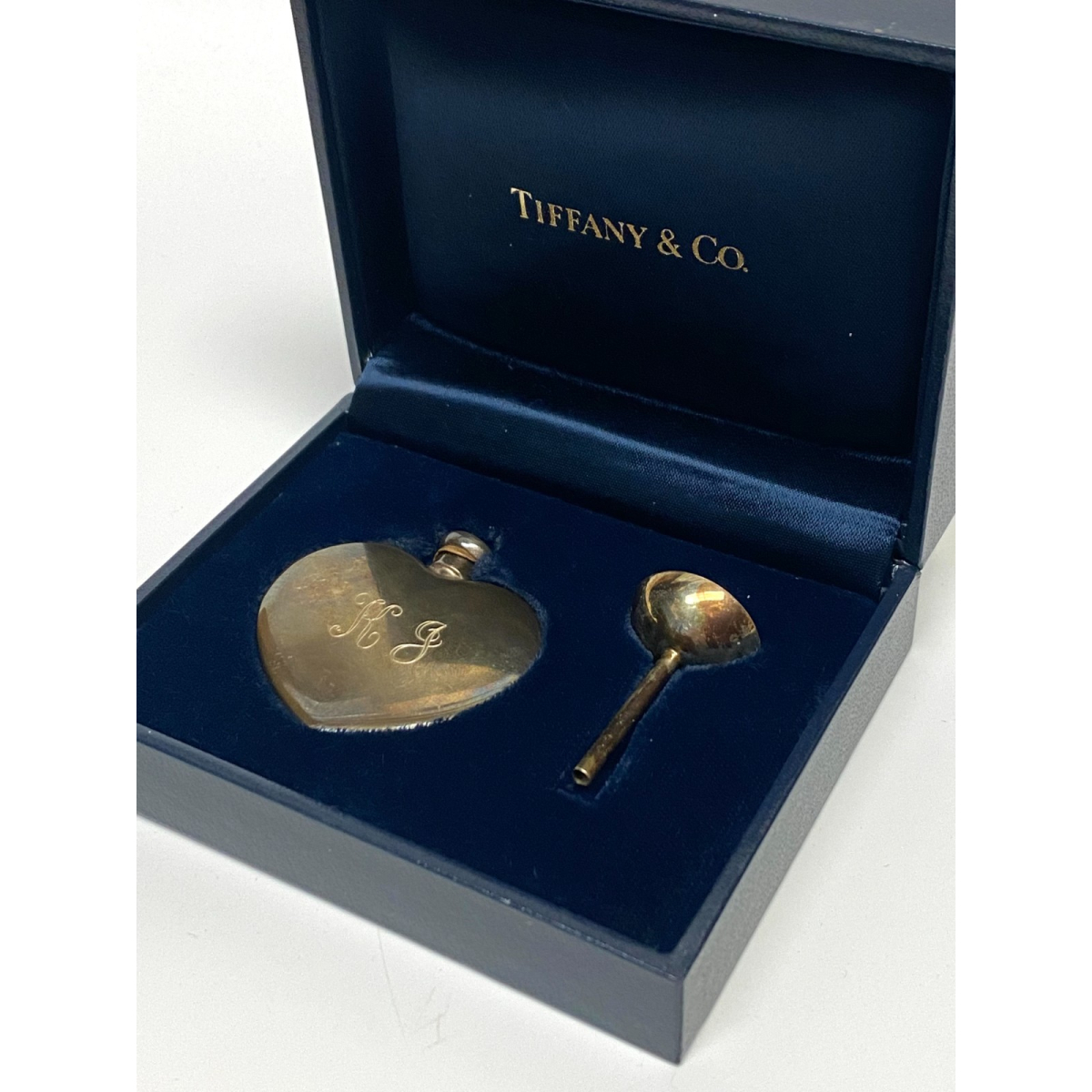 Vintage TIFFANY & Co Sterling Silver .925 Heart  Perfume Bottle Funnel/Box