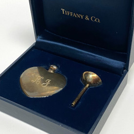 Vintage TIFFANY & Co Sterling Silver .925 Heart  Perfume Bottle Funnel/Box
