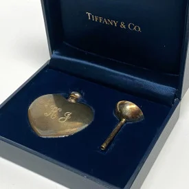 Vintage TIFFANY & Co Sterling Silver .925 Heart  Perfume Bottle Funnel/Box