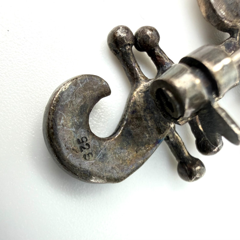 Vintage 925 Sterling Silver Sodalite & Marcasite GUITAR Brooch Pin