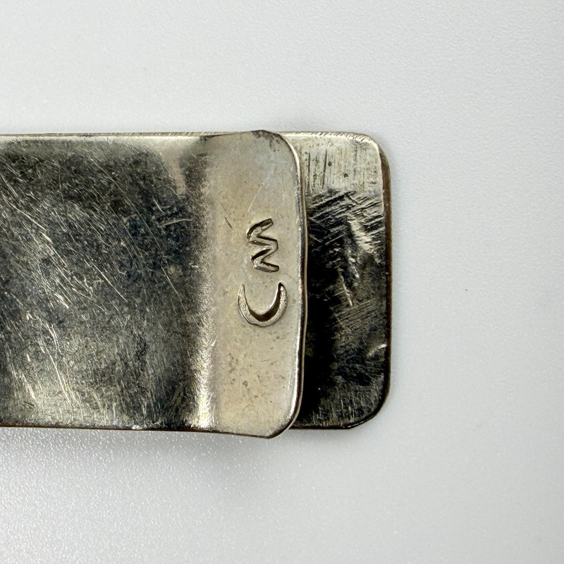 Navajo Coral And Turquoise Inlay Silver Money Clip signed cm