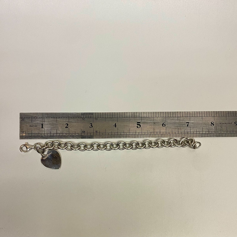 Tiffany & Co Sterling Silver Blank Heart Link Bracelet Retired