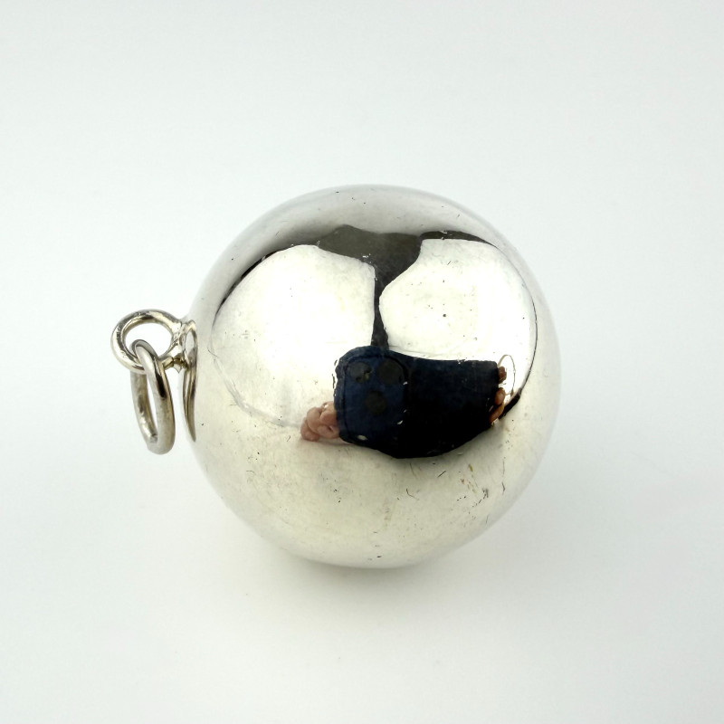 Vintage Silver Jingle Ball Pendant Hollow Harmony Sphere Rattle Charm