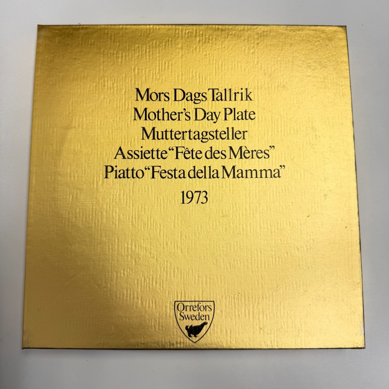 Vintage Mother's Day Plate - Cobalt Blue with Gold Etching Sweden 1973 w/Box