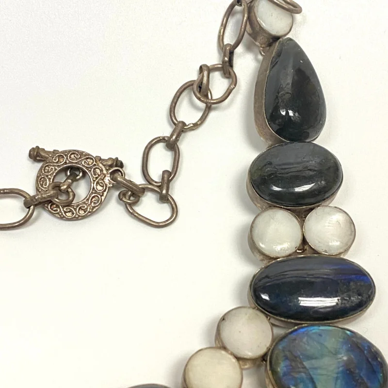 Antique Natural Labradoriten Necklace, Silver 900