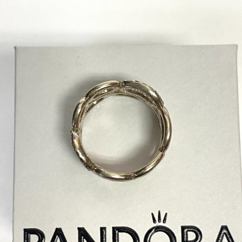 Pandora Circle Of Friends Ring Sz 6.5 Champagne CZ Stones with Box