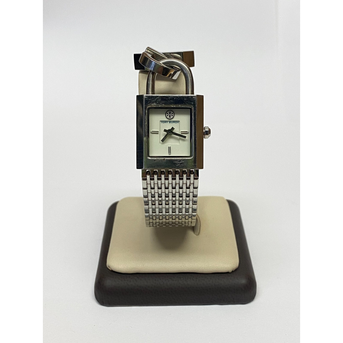 TORY BURCH Surrey Silver-tone Chain Lock Bracelet Watch