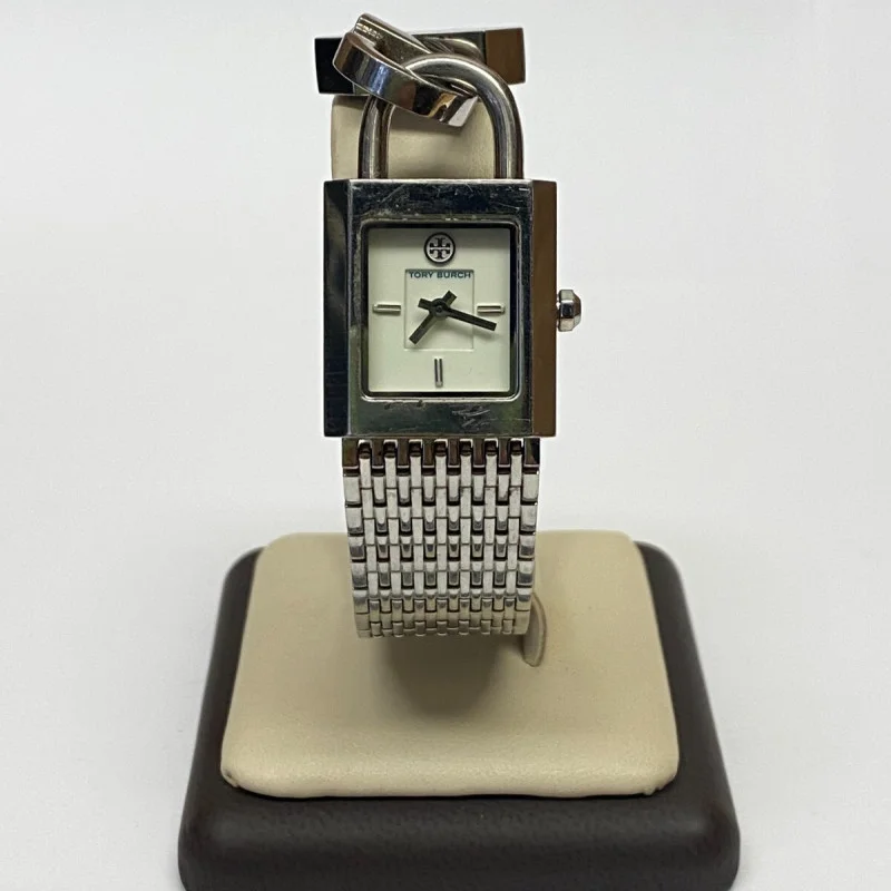 TORY BURCH Surrey Silver-tone Chain Lock Bracelet Watch
