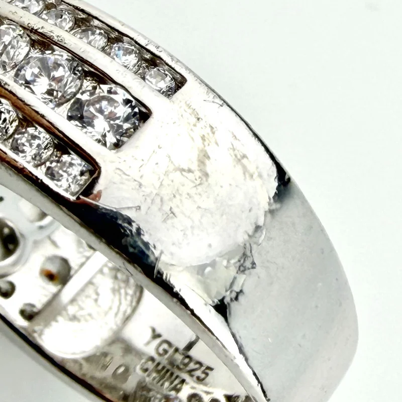 YGI Square Cubic Zirconia Engagement Ring Silver Plated Size 7