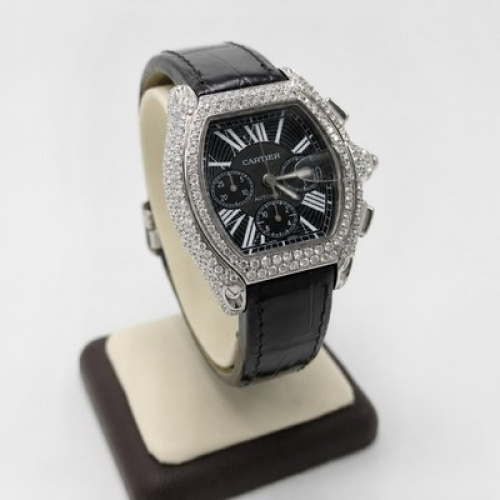 Cartier Roadster XL Chronograph Automatic Diamond Watch 42mm Black Dial 2618