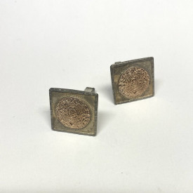Vintage 1950s Mayan Calendar 10k Gold Sterling Silver Cufflinks !!!!