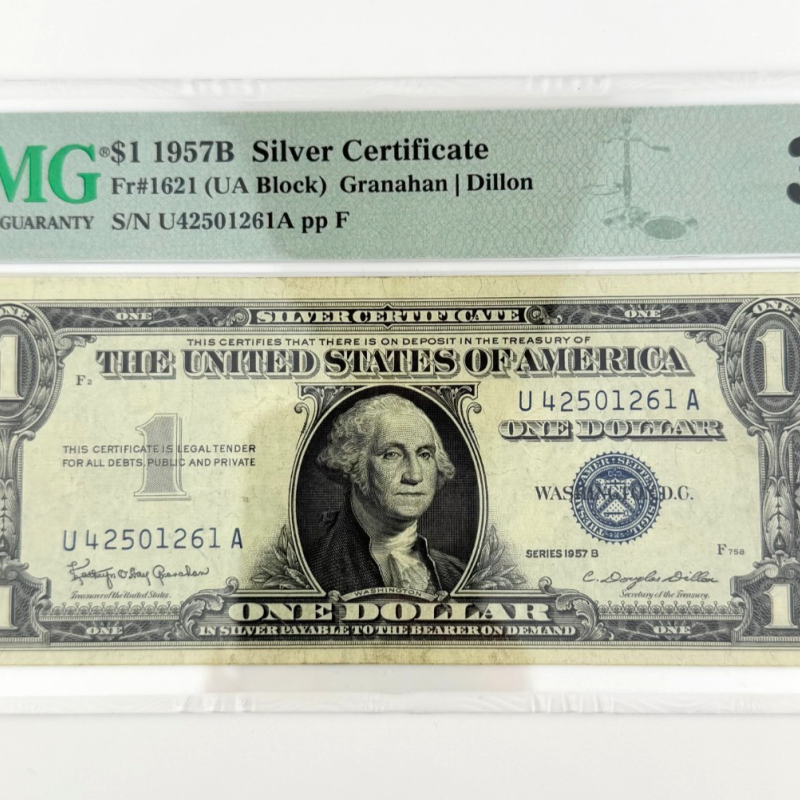 1957B $1 Silver Cert. Fr. 1621 UA Block PMG 30 EPQ Granahan/Dillon U42501261A