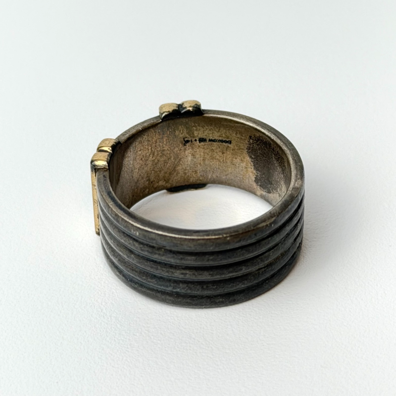 Vintage 70s Designer Leonore Doskow Sterling Silver & 14K Gold Ring Size 10